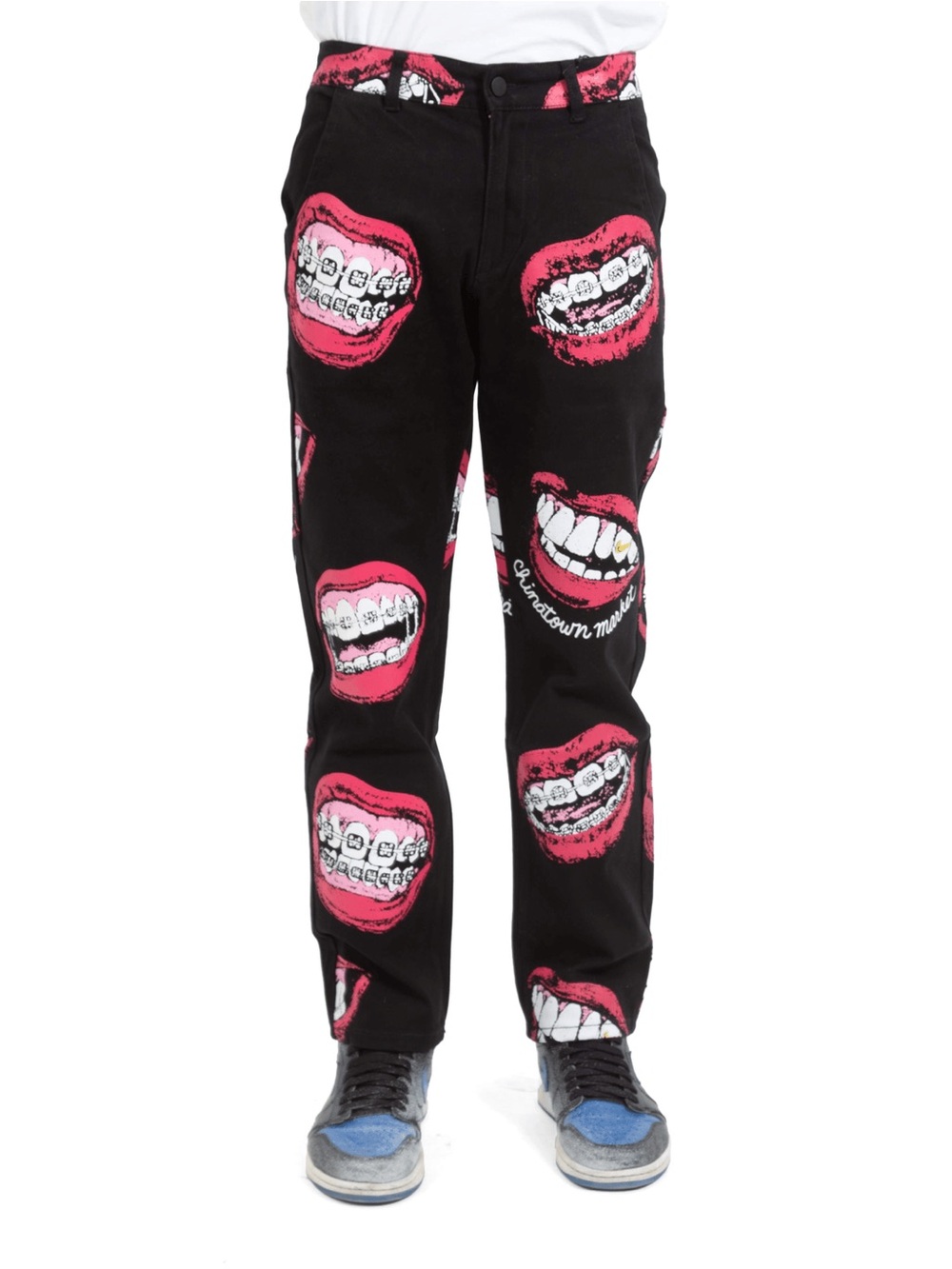 Chinatown market straight leg mouth print denim jeans